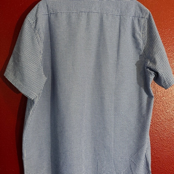 Interaffair Classic Fit Blue Checkered Short Sleeve Button Up, Size XL - Picture 2 of 7